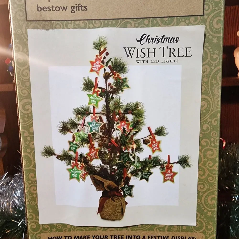 Vintage Pre-Lit Artificial Mini Tabletop Wishing Christmas Tree with LED‎ Lights